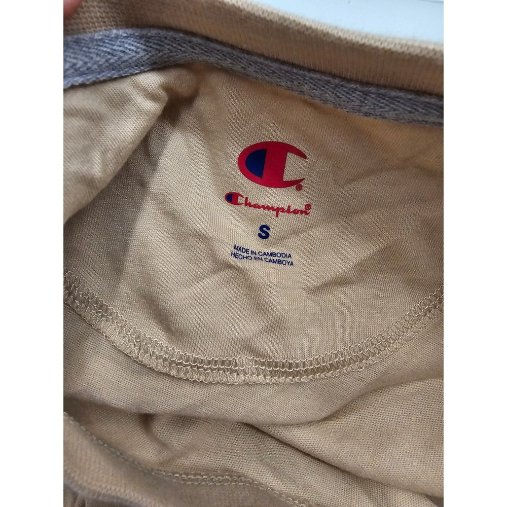 Champion Mens Iconic Small C Tee Tan Cotton Blend Casual Size Small - Picture 4 of 7